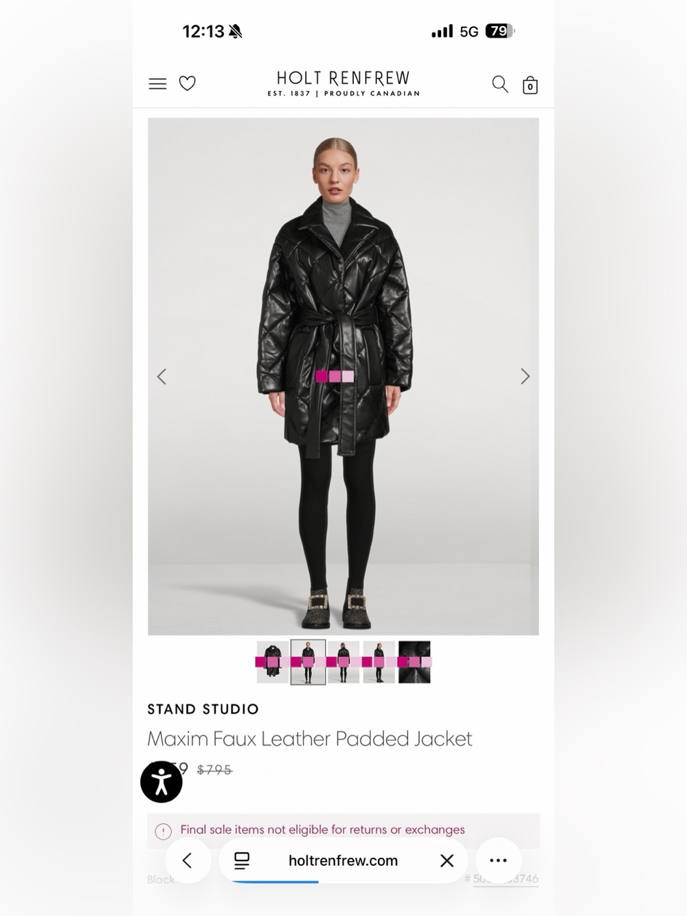 Stand studio Black Puffer Jacket